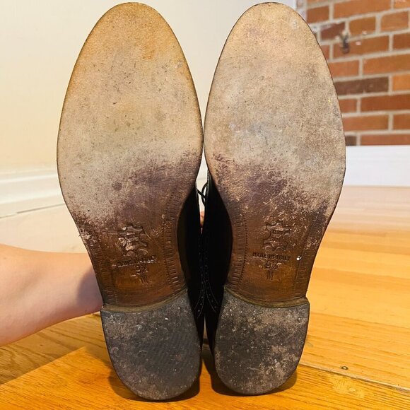 VTG Bostonian Oxford Ankle Boots Mens 9.5  Black Leather Lace Up Chukka Italy main image 12